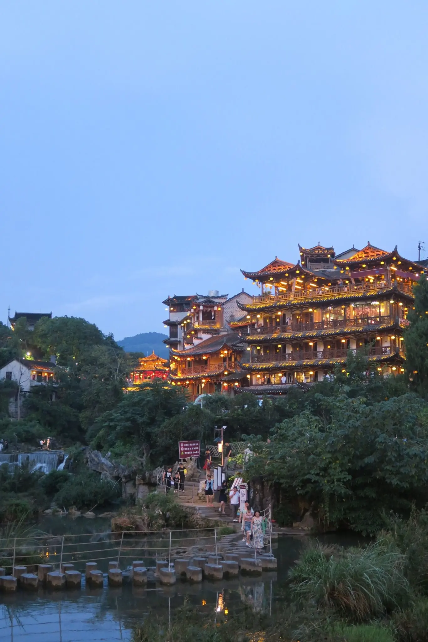 Image of Furong Ancient Town and its waterfall