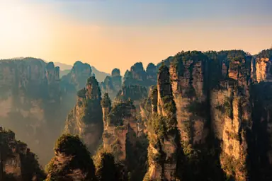 Image of the sandstone pillars in Zhangjiajie National Forest Park